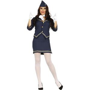 Fiestas Guirca Womens/Ladies Air Hostess Costume Set / Blue/Gold
